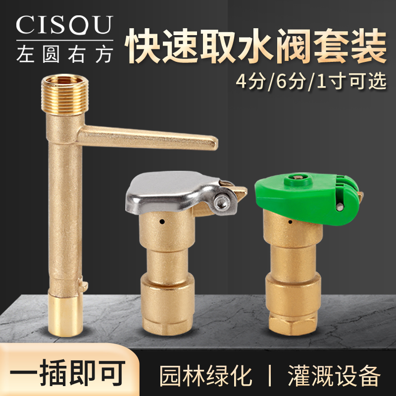 黄铜园林绿化标准快速取水阀4/6分1寸地插杆抽水器草坪水管接头杆