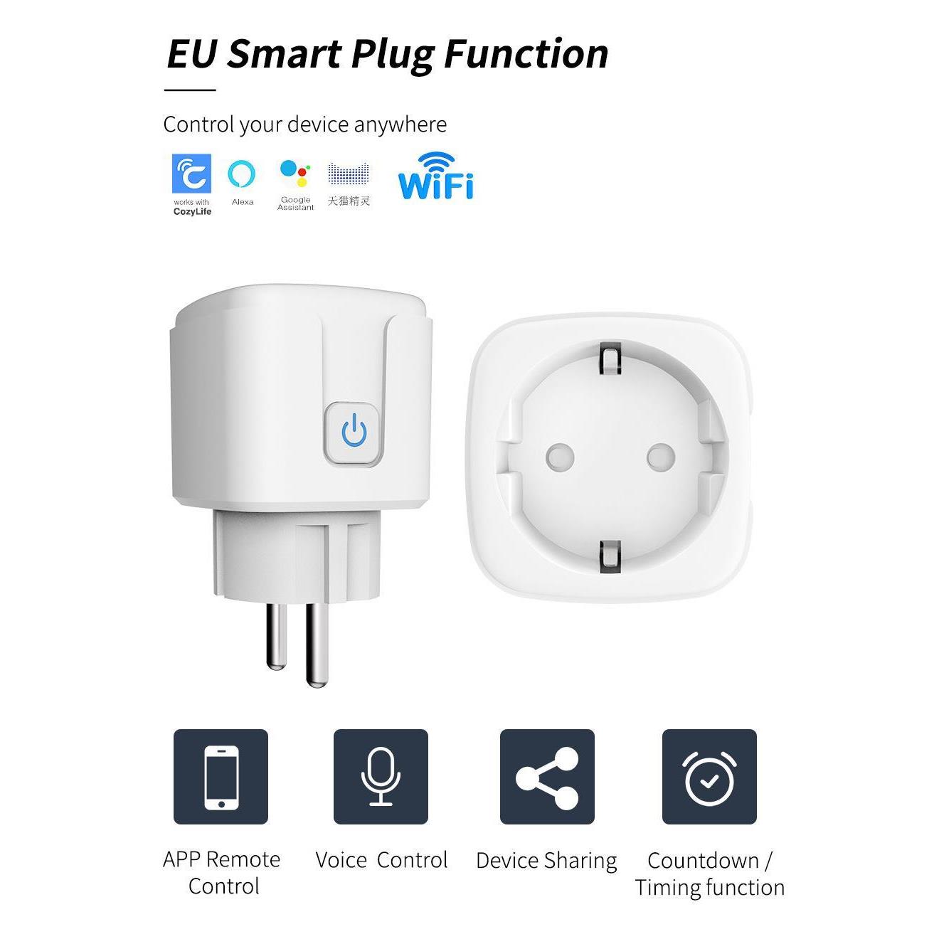 涂鸦wifi智能插座可移动家用计量欧规插头手机远程Alexa语音
