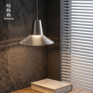 极简轻奢艺术感可升降卧室床头吊线灯 炫极岛飞碟玻璃床头吊灯意式