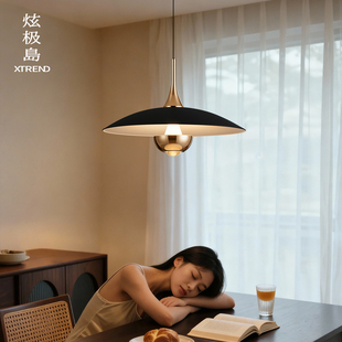 飞碟餐厅吊灯意式 高级感悬浮升降单头吧台圆餐桌吊灯 极简创意个性