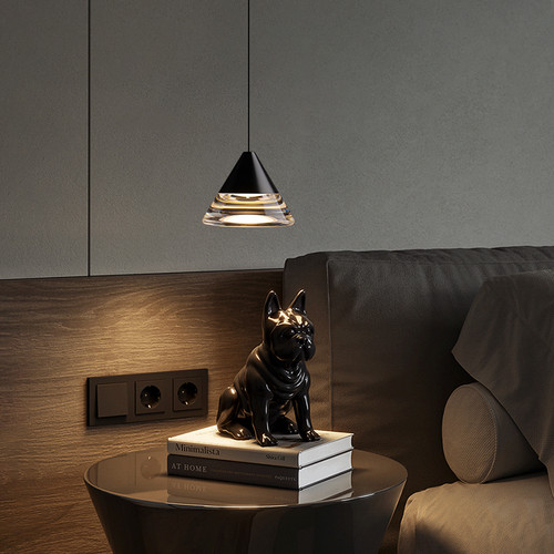 意式极简高级感悬浮升降床头吊灯