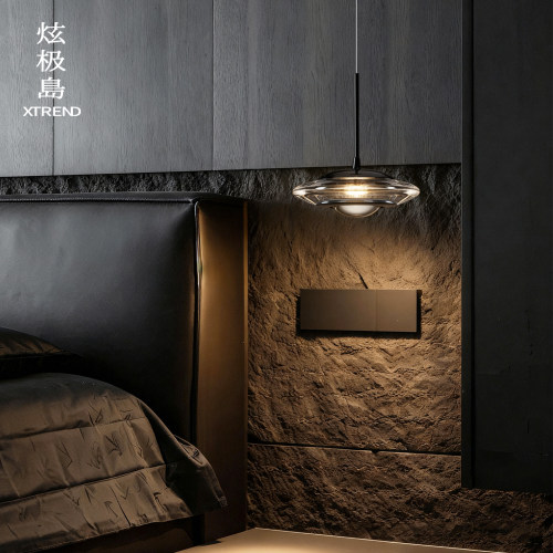 意式极简悬浮升降飞碟床头吊灯