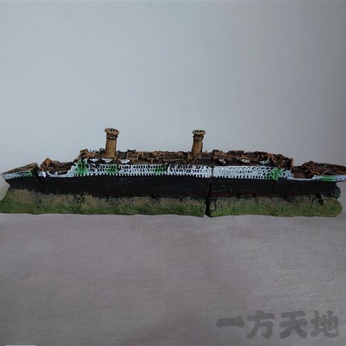 场景模型仿真微缩破船沉船游轮微景沙盘拍摄道具鱼缸造景装饰摆件