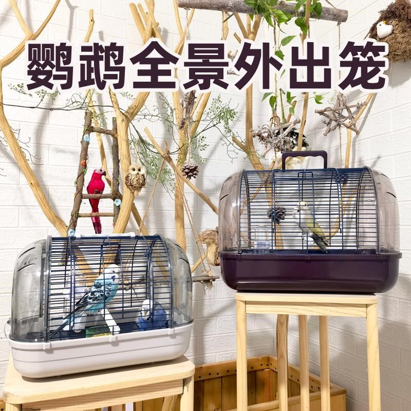 豪华观赏全景运输手提透明鸟笼鹦鹉外出携带笼子虎皮牡丹玄凤