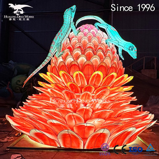 大型节假日氛围蜥蜴动物造型彩灯夜游经济文化景区引流亮化装饰