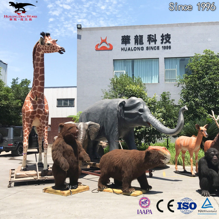 仿真动物大世界长颈鹿电动机模大象 可动可叫动物园游乐园美陈