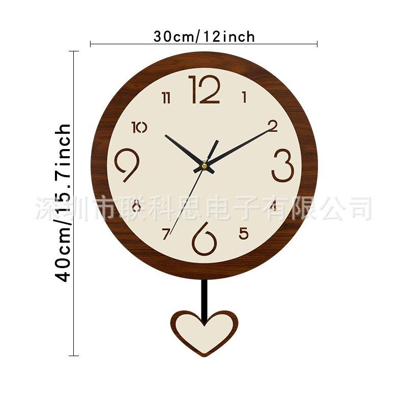 时尚奶油复古木纹爱心创意挂钟家用装饰壁钟静音亚克力摇摆挂钟,家居饰品,挂钟,淘宝优惠券,粉丝福利购,淘宝优惠卷