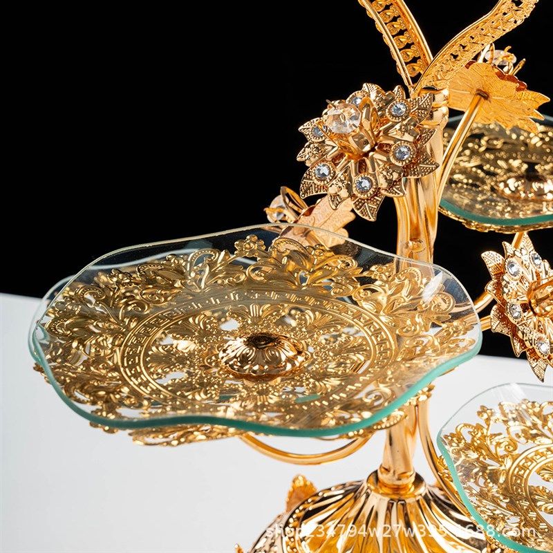 轻奢风创意家用酒店客厅茶几水晶果盘欧式多层四盘带钻水果盘,餐饮具,果盆/果盘/果篮,淘宝优惠券,粉丝福利购,淘宝优惠卷