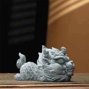 国风潮瑞兽呆萌小麒麟创意摆件客厅茶室茶宠水族鱼缸造景装饰品