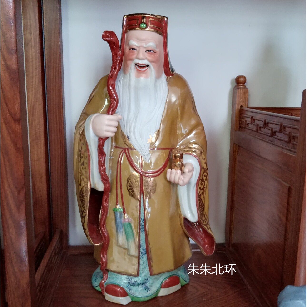 名家雕塑陶瓷土地公神像中堂供奉福德正神店铺土地财神爷佛像摆件
