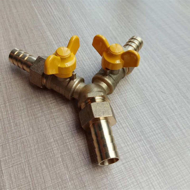 全铜三通球阀 软管直插变径同径三通阀门水管开关6/8/10/12/14/16