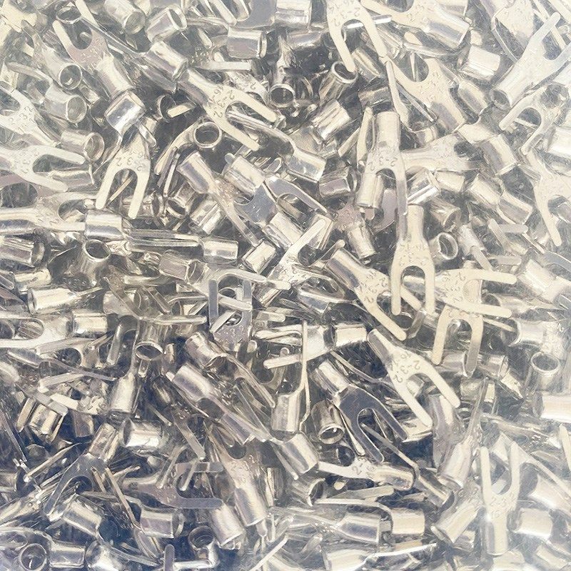 100只SNB2-3.2冷压叉形Y型U型裸端头紫铜焊口接线端子2-3