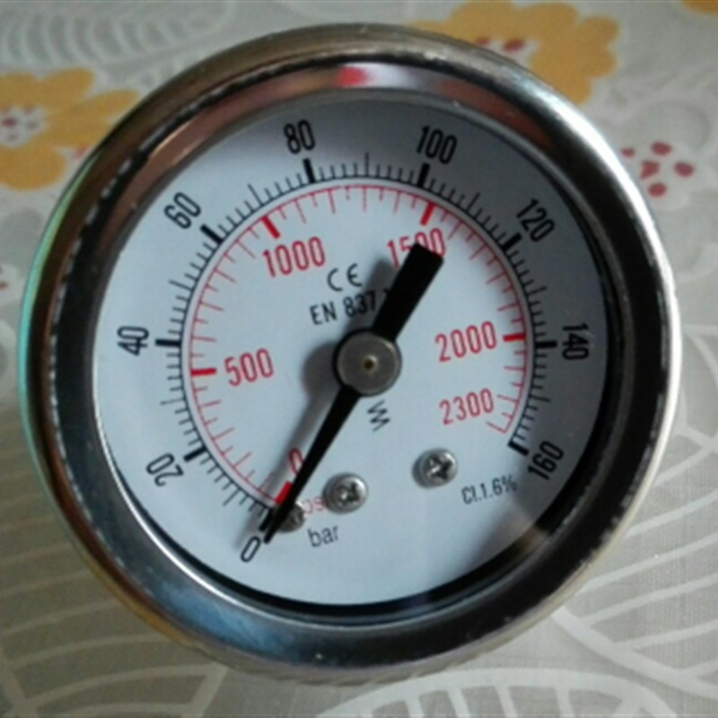 不锈钢外壳铜接头压力表yn-40-z 2300psi/160bar cl1.6 0-16MPA