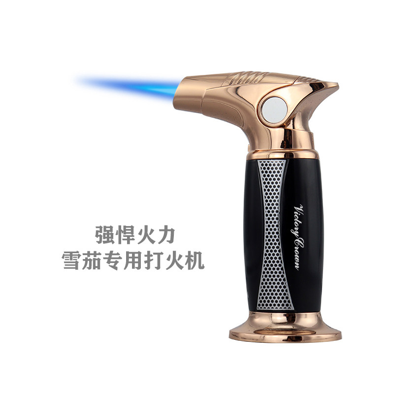 雪茄专用充气防风电子打火机焊枪蓝焰潮流直冲创意金属点火枪