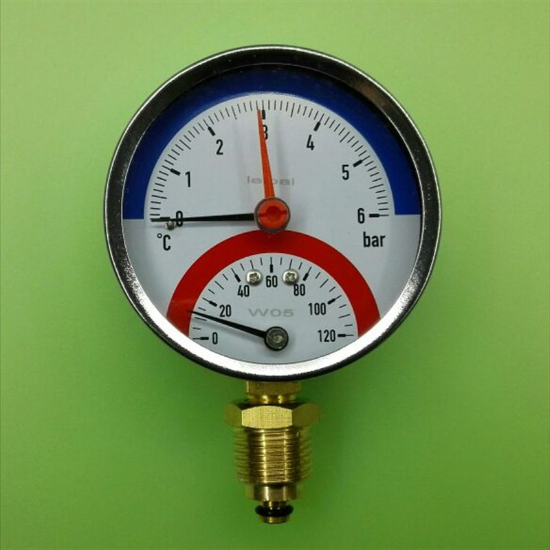 压力表 带温度计 直径80mm 压力0-6bar 温度0-120 温度带压力