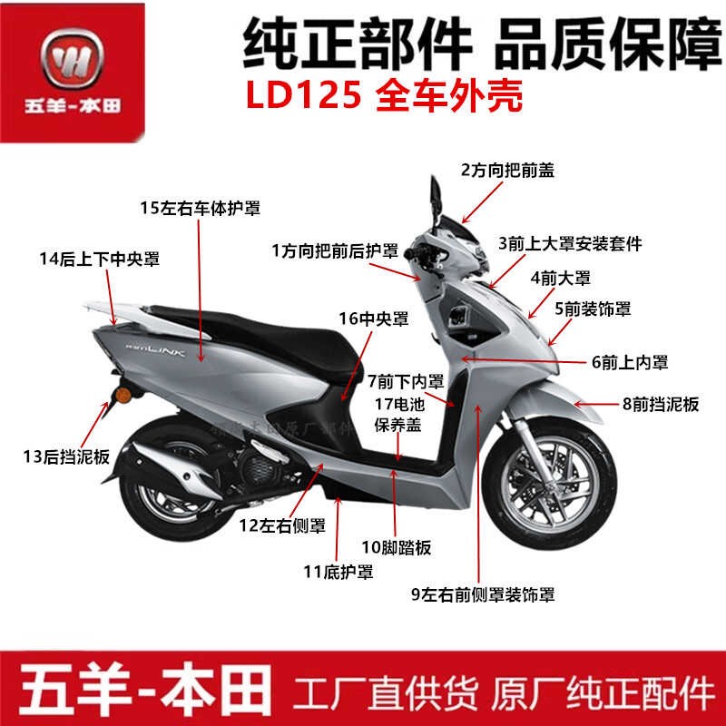 适用于WH125T-12全车外壳LD125LINK侧罩中央罩转向灯