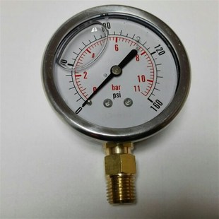 耐震表 160psi 11bar 铜接头 68mm 2.5级 不锈钢防震压力表