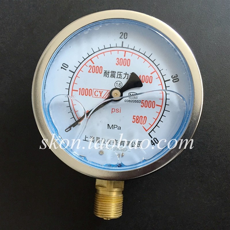 径向注液耐震压力表040MPA液压站防震压力表YN100电动液压泵