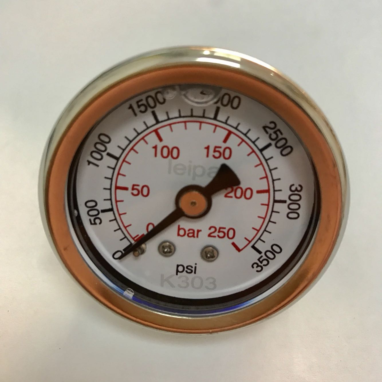 40mm 轴向耐震压力表 0-250bar 3500psi 背后41mm 前壳47mm ZG1/4