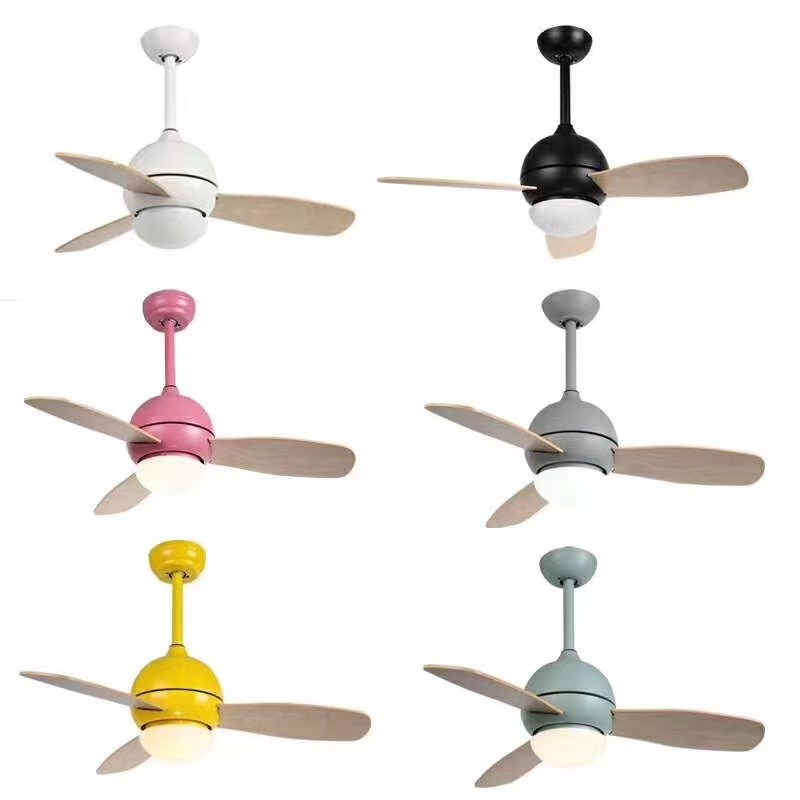 儿童风扇吊灯书房卧室马卡龙简约风扇灯男孩女孩幼儿园书房吊扇灯