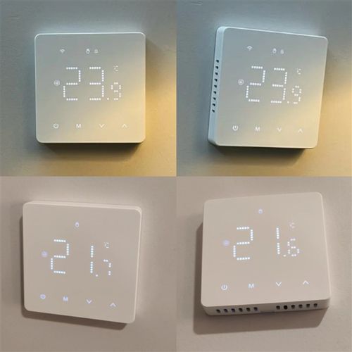 水地暖控制面板奶油风圆角磨砂款手机wifi远程语音声控智能温控器