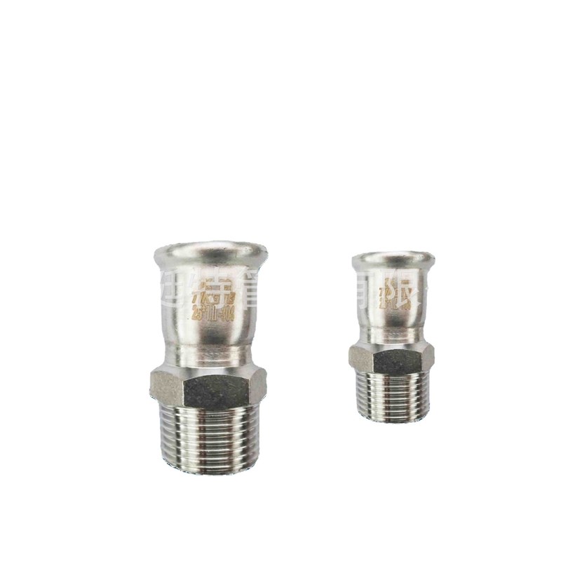 304薄壁 卡压式 外螺纹转换接头 外丝直接 不锈钢管件 直通