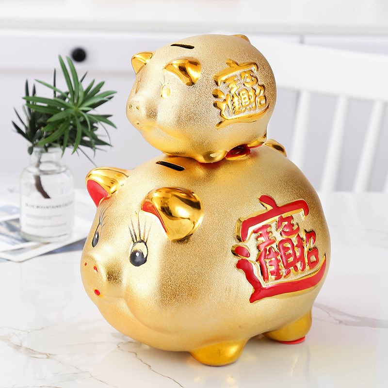 陶瓷金猪储钱罐大号存钱罐活动礼品开业家居摆件