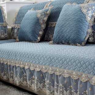 欧式防滑毛绒沙发垫四季通用真皮布艺简约现代纯色靠背巾套子定做