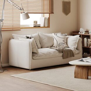 简约可拆洗棉麻小户型酒店公寓民宿布艺双人沙发科技布奶油侘寂风