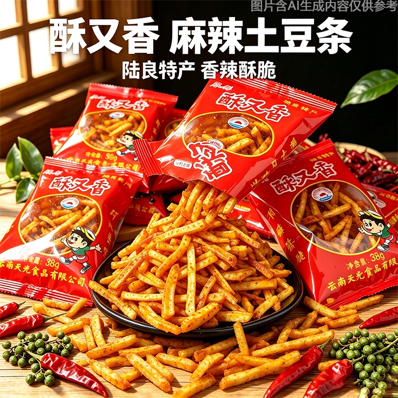 云南陆良特产土豆丝片小吃麻辣土豆丝麻辣土豆片香脆零食薯片袋