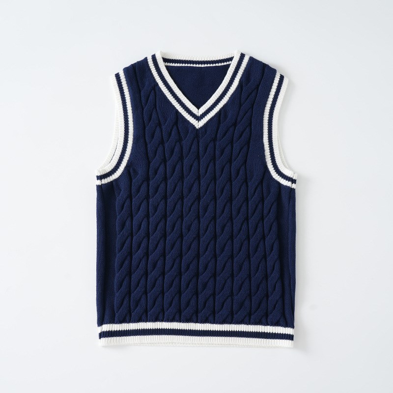 儿童马甲男童毛衣学生q校服英伦坎肩女童棉线宝宝针织背心制服代