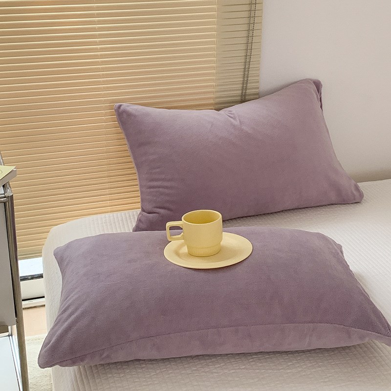 冬季加厚牛奶绒枕套mins风纯色珊瑚绒枕头套法兰绒单人枕芯套