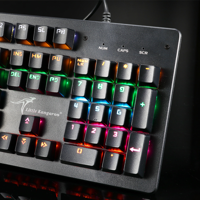 小袋鼠F11电竞游戏机械键盘青轴发光键盘网吧网咖104家用办公键盘