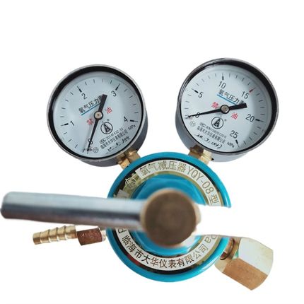 YQY-08型氧气减压器减压阀禁油表镀铜氧气压力表临海大华临华仪表