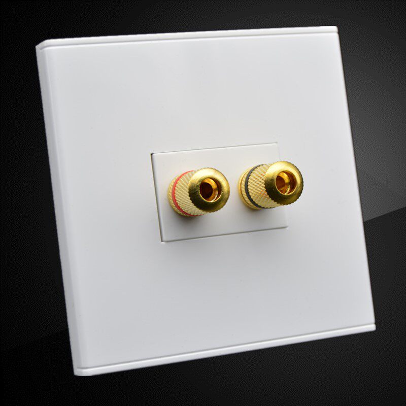 86型一位音响插座双音频插座接线柱环绕双头音箱接口双孔音频面板