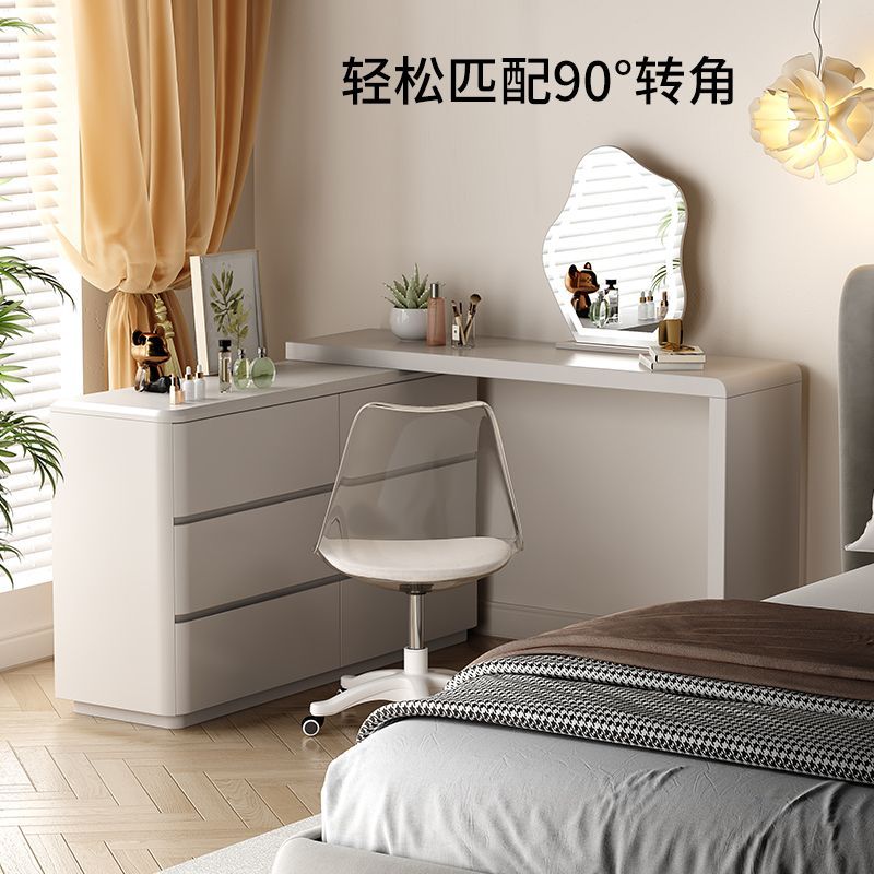 轻奢梳妆台柜子一体多功能小户型镜子带灯卧室电脑书桌化妆桌一体