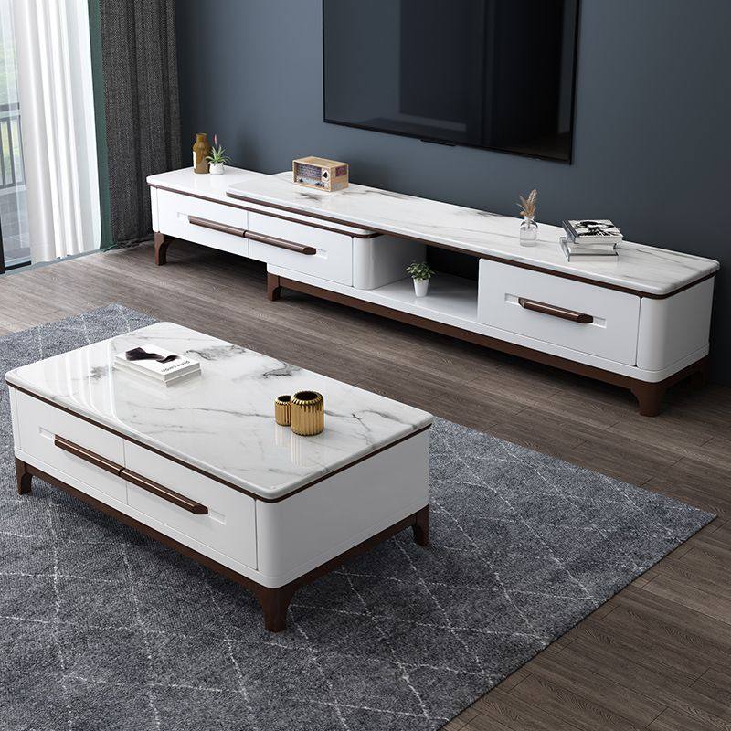 岩板茶几电视柜组合现代简约家用客厅小户型可伸缩储物茶几最新款