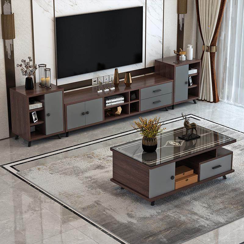 电视柜茶几组合小户型客厅家具现代简约电视机柜北欧灰色地柜套装