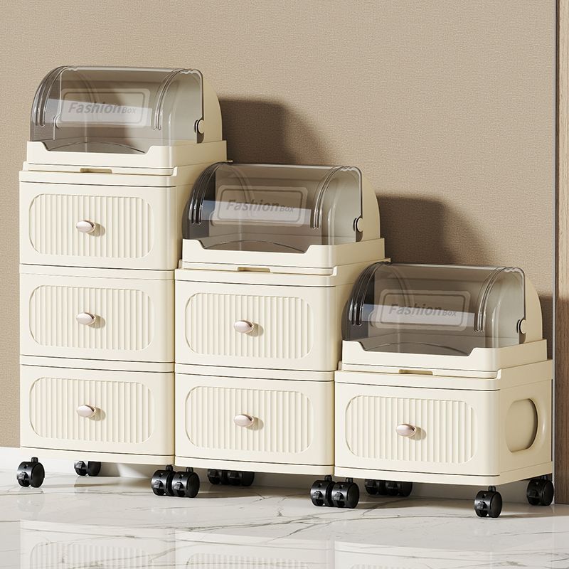 奶油抽屉式收纳柜玩具零食奶瓶可折叠收纳柜可移动床头柜沙发边柜