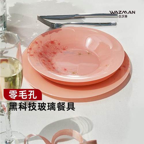 wazman瓦茨曼法式西餐盘深盘彩色玻璃餐具家用送礼精致高档水果盘