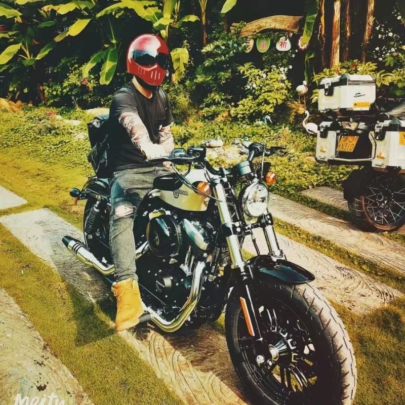 复古头盔男女全盔哈雷复古电动自行车骑行全覆式头盔四季