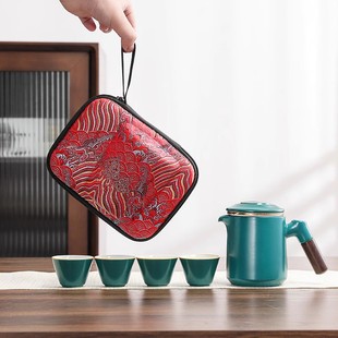 户外便携 茶杯快客杯陶f瓷茶具旅行茶壶家用年轻网红旅行茶具套装