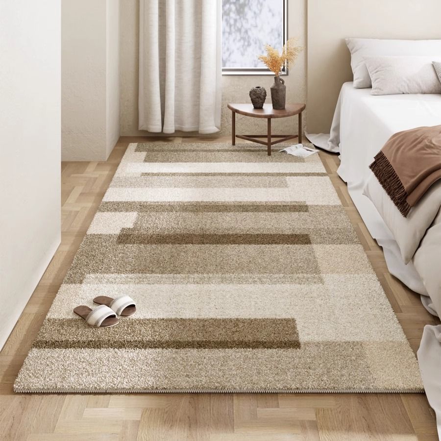 侘寂风卧室彷羊绒床边地毯美拉德加厚房间床前地垫吸W水防滑毛绒