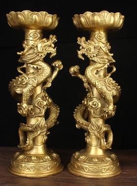 铜龙台饰双龙台饰铜烛台饰铜蜡桌饰