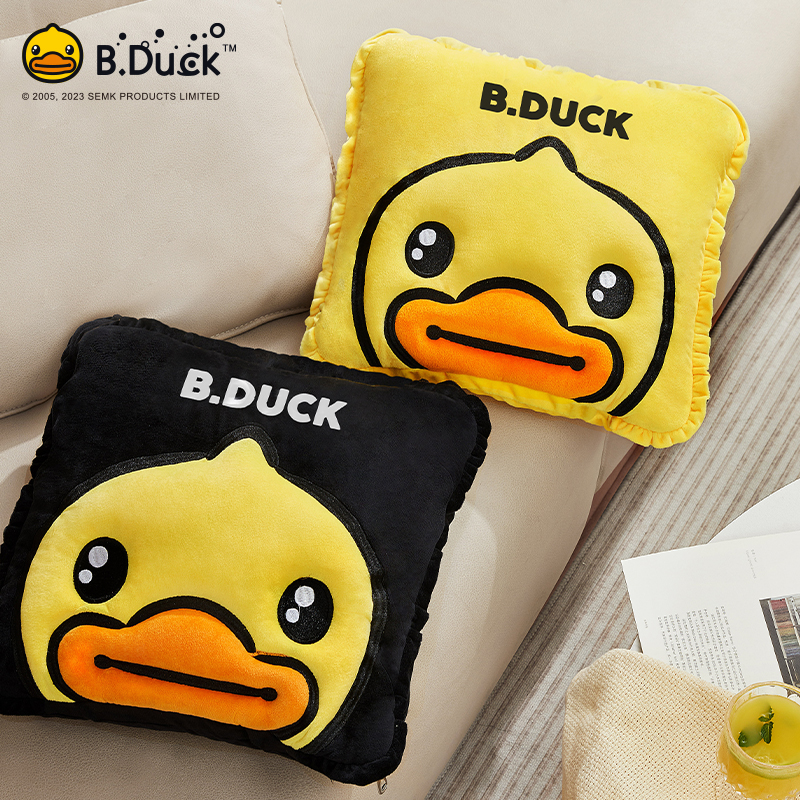 小黄鸭汽车用抱枕被子两用冬天加厚毯子午睡办公室二合一靠枕靠垫