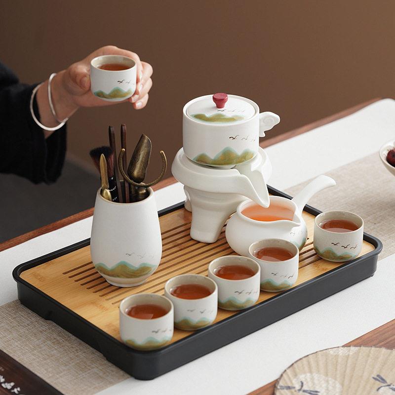 粗陶档简约懒人自动茶具青山套装功夫茶具