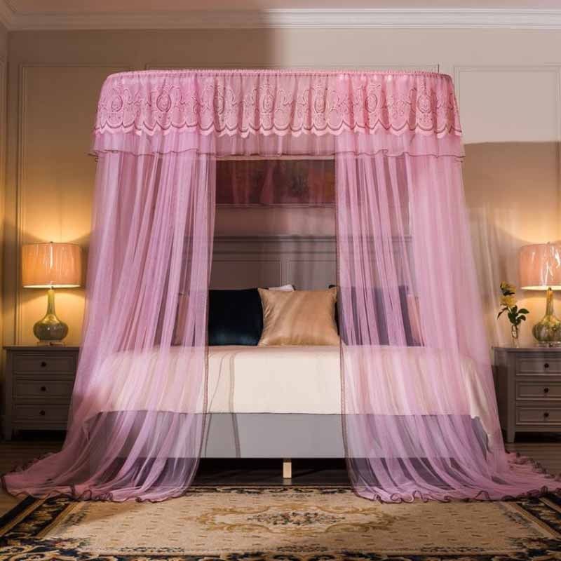 正顺U型导轨蚊帐家用公主风加厚加密 1.5m 2米床1.8床支架纹账