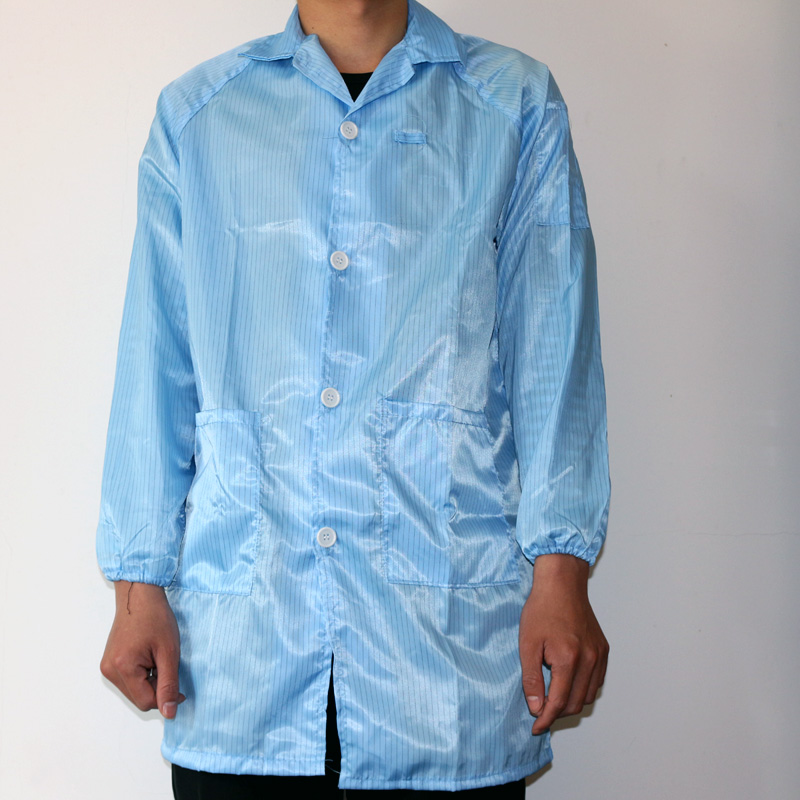 翻领拉链防静电大褂防静电服装无尘服车间工作服防护服食品服白蓝