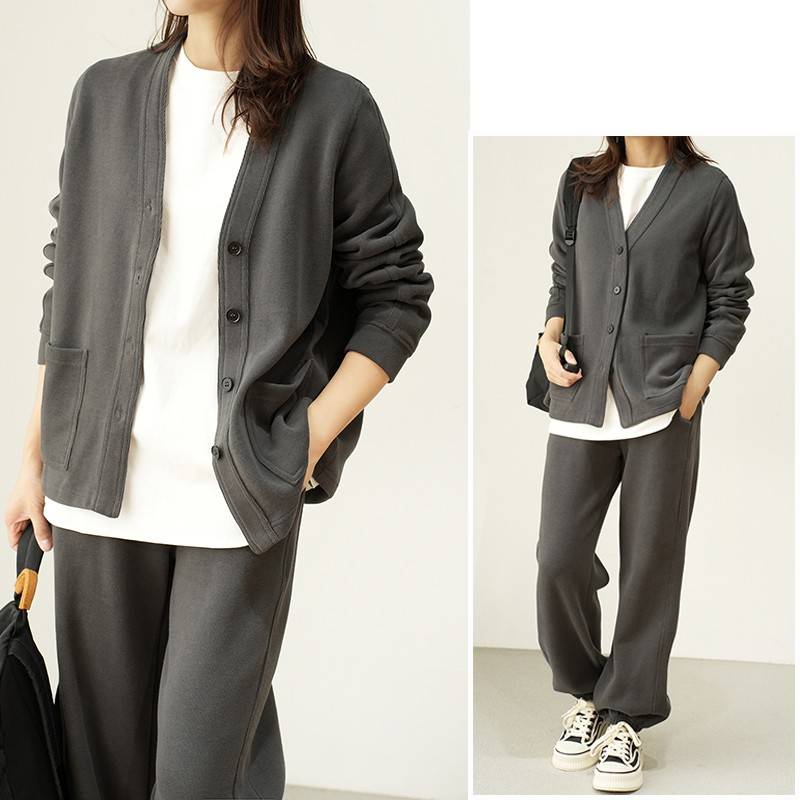 女士迷你绒卫衣店款开衫 气山V质82860宽松百搭领外套 东网春秋款