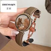 适用华为watchgt5表带新款 真皮蝴蝶扣gt4智能手表腕带GT3Pro皮质